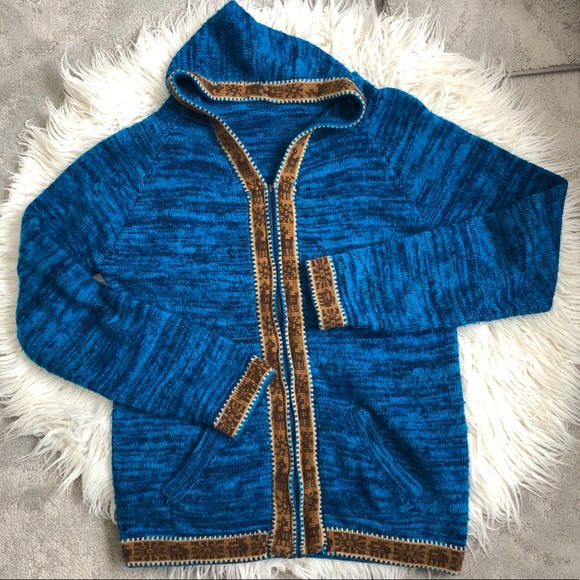 Vintage Other - Vintage Handknit Wool Llama Print Trim Hoodie